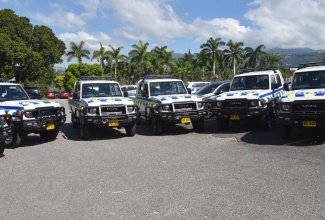 Some of the 27 service vehicles that the Jamaica Constabulary Force (JCF) has received from the Government of Japan, through the Japan International Cooperation Agency (JICA). The units were officially handed over at the Offices of the Commissioner of Police in Kingston, on Tuesday (December 10).