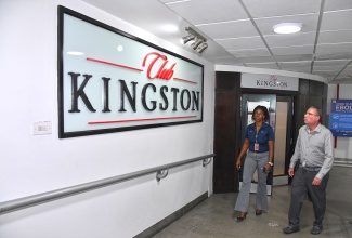 Minister of Science, Energy, Telecommunications and Transport, Hon. Daryl Vaz (right), observing completed renovation works at the Norman Manley International Airport (NMIA) during a tour of the facility on Wednesday (December 4). He is accompanied by Chief Executive Officer (CEO) of PAC Kingston Airport Limited (PACKAL), Sitara English-Byfield.

