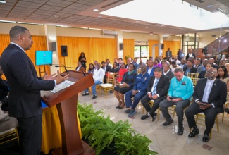 Prime Minister, Dr. the Most Hon. Andrew Holness, addresses a contract signing ceremony for the Shared Prosperity through Accelerated Improvement to our Road Network (SPARK) Programme, held at the Office of the Prime Minister,on Thursday (December 5).