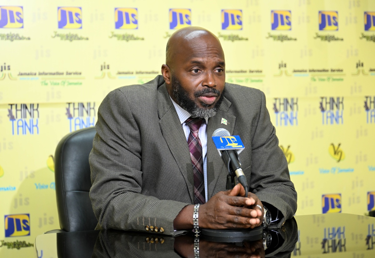 Director General, Office of Disaster Preparedness and Emergency Management (ODPEM), Richard Thompson, addresses a recent Jamaica Information Service (JIS) ‘Think Tank’ at the agency’s head office in Kingston.