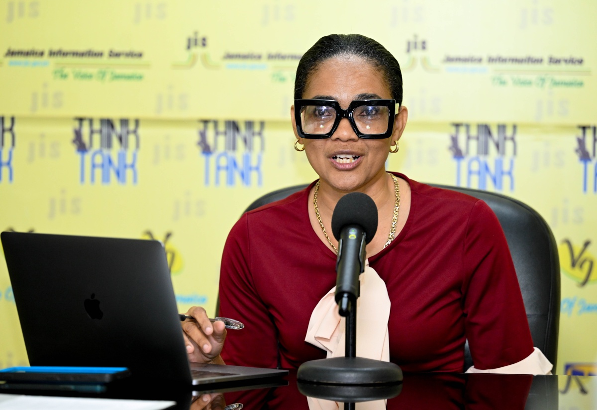 Manager for Institutional Research and Business Intelligence at the Caribbean Maritime University (CMU), Dr. Lana-Gaye Franklyn-Green, reveal the findings of a Tracer Study of CMU Graduates from 2019 – 2023, during a JIS Think Tank on Thursday (Jan. 24).
