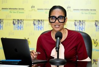 Manager for Institutional Research and Business Intelligence at the Caribbean Maritime University (CMU), Dr. Lana-Gaye Franklyn-Green, reveal the findings of a Tracer Study of CMU Graduates from 2019 – 2023, during a JIS Think Tank on Thursday (Jan. 24).


