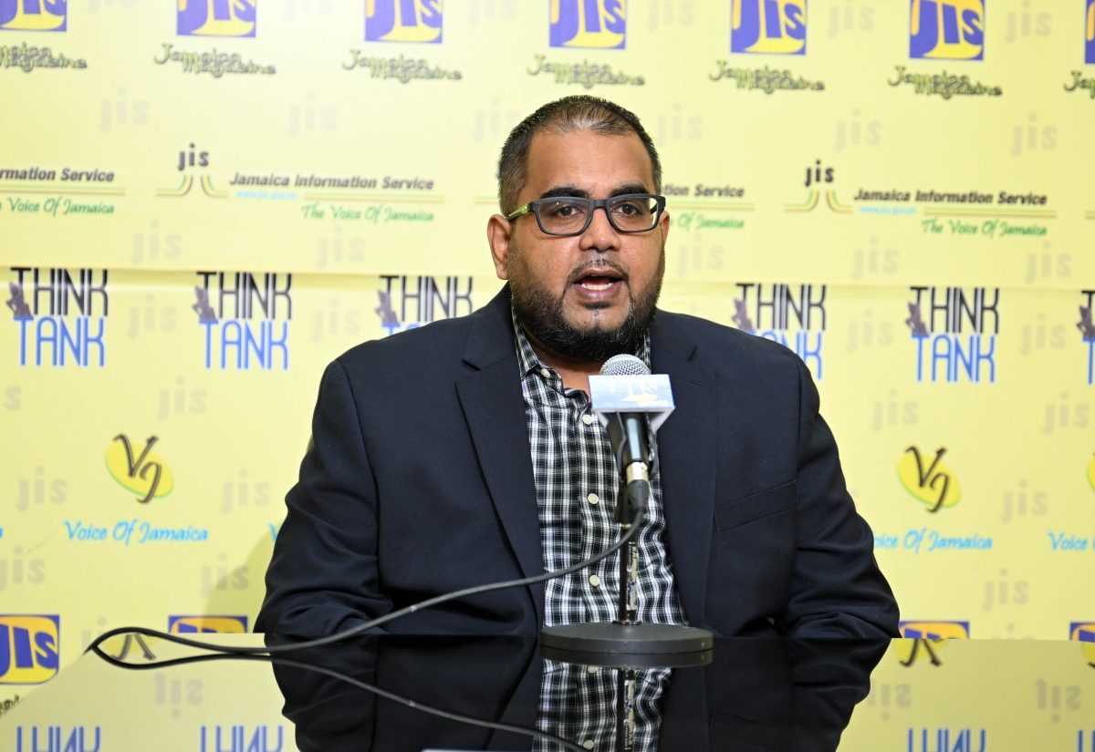 Head and Research Fellow at the Earthquake Unit, Kevin Tankoo, addresses a Jamaica Information Service (JIS) Think Tank, on January 15.