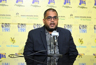 Head and Research Fellow at the Earthquake Unit, Kevin Tankoo, addresses a Jamaica Information Service (JIS) Think Tank, on January 15.

