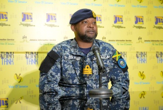 Maritime Air and Cyber Command (MACC) and Officer Conducting Exercise (OCE), Commander Alvin Gayle, speaks at a JIS Think Tank on January 9. He said that the opening ceremony of the Exercise Event Horizon 2025 will take place on the recreational lawns of the Bank of Jamaica and that the public is invited.

