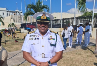Captain of the Royal Bahamas Defence Force Communication Branch, Captain Carlon Bethell, at the Opening Ceremony of Exercise Event Horizon 2025 in downtown Kingston.