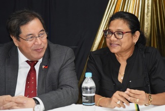 Secretary of Health for the Republic of the Philippines, Dr. Teodoro J. Herbosa, in conversation with Chief Medical Officer (CMO) in the Ministry of Health and Wellness, Dr. Jacquiline Bisasor-McKenzie, at the Bustamante Hospital for Children on January 21.  Dr. Herbosa toured the Children’s surgical ward, the $4-million Ward 5 renovation project, the Learning Activity Centre and met with staff. The Ministry  is hosting  Dr. Herbosa and his team from January 20 to 23.