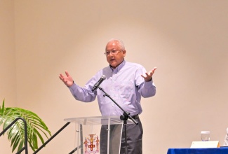 Minister of Justice, Hon. Delroy Chuck addresses the Caribbean Court of Justice (CCJ) workshop, held at the Jamaica Pegasus Hotel, in Kingston on January 11.