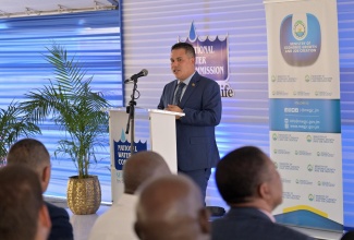 Minister without Portfolio in the Ministry of Economic Growth and Job Creation, Hon. Matthew Samuda, addressing a pipeline commissioning ceremony in Port Royal on Tuesday (January 7).

