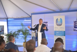 Prime Minister, Dr. the Most Hon. Andrew Holness addressing a pipeline commissioning ceremony in Port Royal on Tuesday (January 7).