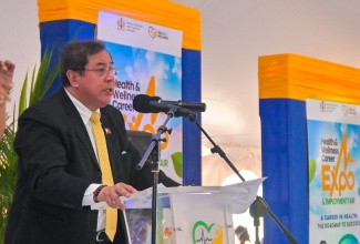 Secretary of Public Health in the Philippines, Dr. Teodoro J. Herbosa, addresses the opening ceremony of the Ministry of Health and Wellness’ two-day Career Expo and Employment Fair at the University of the West Indies (UWI) Mona campus in St. Andrew, on Wednesday (January 22).