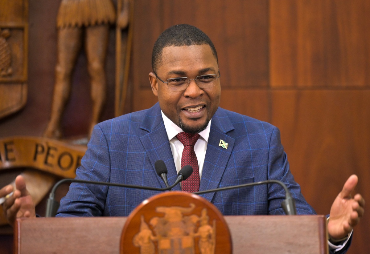 Minister without Portfolio in the Ministry of Economic Growth and Job Creation with Responsibility for Works, Hon. Robert Morgan, addresses Wednesday’s (January 29) post-Cabinet press briefing at Jamaica House.

