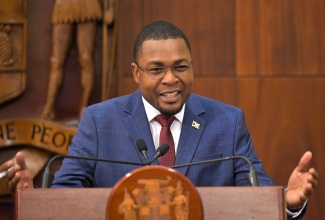 Minister without Portfolio in the Ministry of Economic Growth and Job Creation with Responsibility for Works, Hon. Robert Morgan, addresses Wednesday’s (January 29) post-Cabinet press briefing at Jamaica House.

