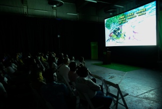 Members of the audience watch the television series, Lime Tree Lane at the Public Broadcasting Corporation of Jamaica, (PBCJ) WATCH-PARTY, held on Saturday (February 22) at its offices at 5 - 9 South Odeon Avenue in Kingston.