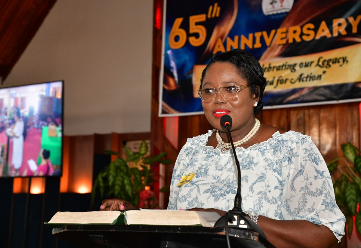 Acting Chief Education Officer, Ministry of Education, Skills, Youth and Information, Terry-Ann Thomas Gayle, delivers greetings on behalf of Portfolio Minister, Senator Dr. the Hon. Dana Morris Dixon. during Sunday’s (February 9) National Careers Awareness Week Church Service. The service was held at Meadowbrook United Church in St. Andrew under the theme: ‘Career Success through Self Development’.