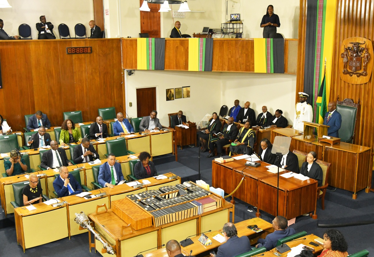 Custos of Kingston, Hon. Steadman Fuller, delivers the 2025/26 Throne Speech at the Ceremonial Opening of Parliament on Thursday (February 13) at Gordon House. Custos Fuller was deputising for Governor General, His Excellency the Most Hon. Sir Patrick Allen.

