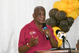 Minister of State in the Ministry of Agriculture, Fisheries and Mining, Hon. Franklin Witter, addresses the general meeting of the Jamaica Egg Farmers Association, which was held at the Almond Tree Restaurant in Ocho Rios, St. Ann, on Wednesday ( February 5).


