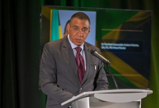 Prime Minister, Dr. the Most Hon. Andrew Holness, addresses Thursday’s (February 6) National Security Council Seminar at the AC Hotel by Marriott Kingston.