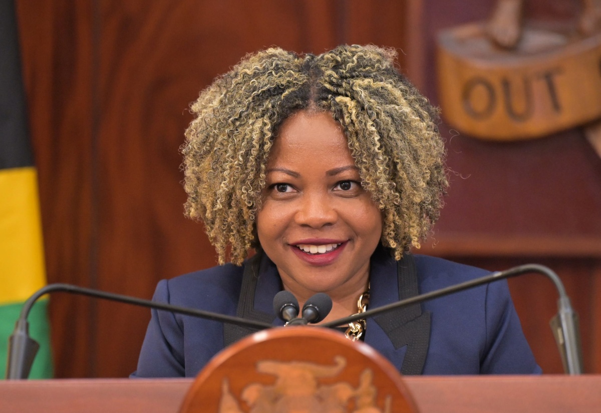 Minister of Education, Skills, Youth and Information, Senator Dr. the Hon. Dana Morris Dixon, addresses Wednesday’s (February 26) post-Cabinet press briefing at Jamaica House.