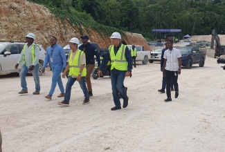 Prime Minister, Dr. the Most Hon. Andrew Holness (right), tours a section of the Montego Bay Perimeter Road Project in St. James on October 16, 2024. Also on the tour was Deputy Prime Minister and Minister of National Security, Hon. Dr. Horace Chang (second right), who is Member of Parliament for St. James North Western.

