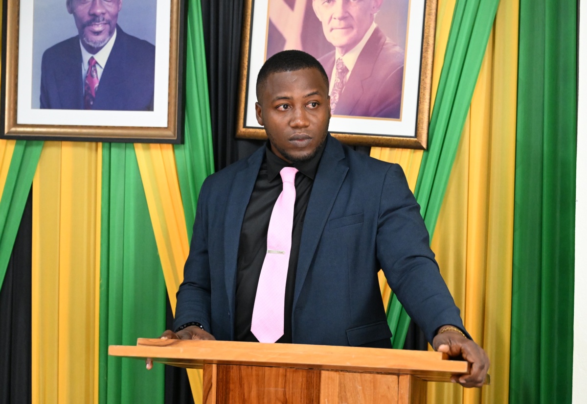 Speaking at the monthly meeting of  the St Thomas Municipal Corporation on February 13 is Public Cleansing Inspector in charge of Western St. Thomas, Kashane Grossett.