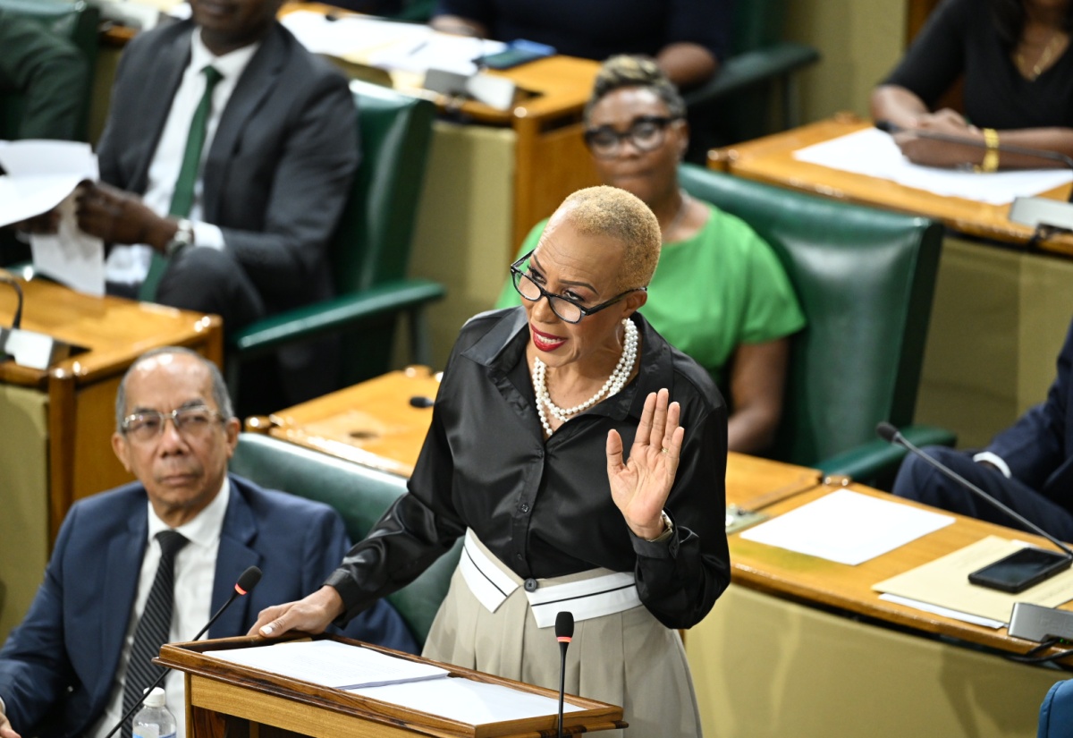 Minister of Finance and the Public Service, Hon. Fayval Williams, delivers the opening presentation in the 2025/26 Budget Debate in the House of Representative on Tuesday (March 11).

