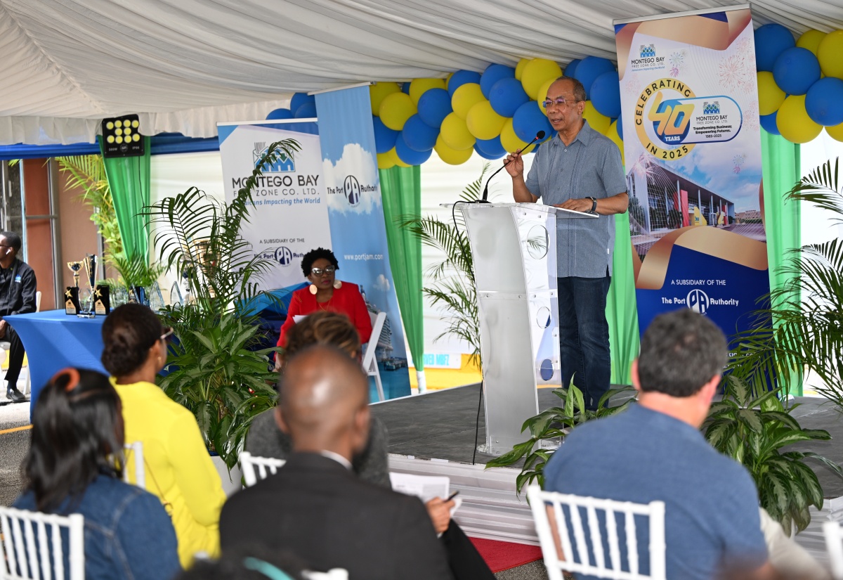 Deputy Prime Minister and Minister of National Security, Hon. Dr. Horace Chang, addresses the Montego Bay Free Zone’s (MBFZ) 40th Anniversary Client Awards Ceremony in St. James on Thursday (March 27).