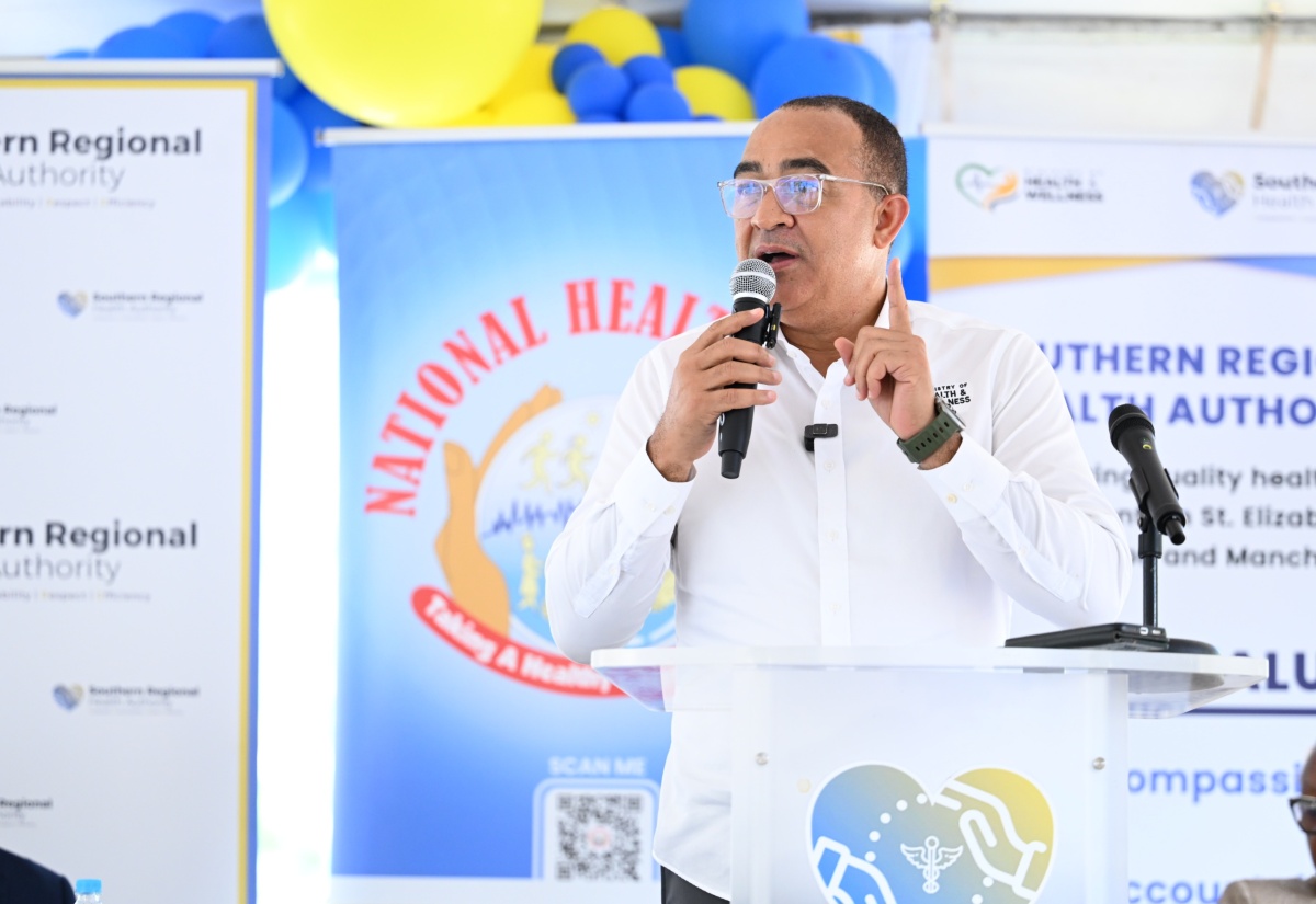 Minister of Health and Wellness, Dr. the Hon. Christopher Tufton, addresses the official reopening of the renovated Frankfield Health Centre in Clarendon on Friday (March 28). The project was completed at a cost of approximately $35 million under the Ministry’s Operation Refresh initiative.