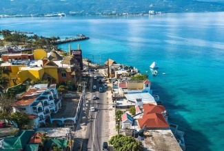An aerial shot of Montego Bay oceanfront in St. James.

