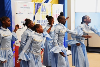 Students from Tivoli Gardens High School in Kingston perform a dance routine during the media launch of Child Month 2025 on April 10 at GraceKennedy Limited, downtown Kingston.


