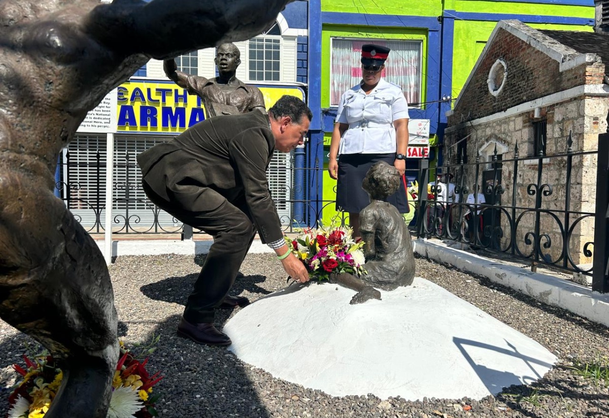 Sam Sharpe Honoured at Labour Day Floral Tribute