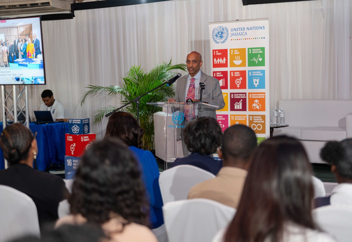 United Nations Development Programme (UNDP) Resident Representative, Kishan Khoday, speaks during the official closing ceremony for the Reducing Small Arms and Light Weapons Joint Programmme (SALIENT) Jamaica Initiative, at the Terra Nova All-Suite Hotel in St. Andrew on April 17.