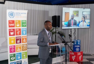 Chief Technical Director, Security Risk Reform and Transformation Policy Division in the Ministry of National Security, Delroy Simpson, delivered remarks on behalf of Permanent Secretary in the Ministry, Alison Stone Roofe, at the Project Closure ceremony for the Reducing Small Arms & Light Weapons in Jamaica joint programme (SALIENT Jamaica), at the Terra Nova All-Suite Hotel on April 17.

