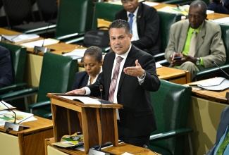 Minister without Portfolio in the Ministry of Economic Growth and Job Creation, Hon. Matthew Samuda, makes his contribution to the 2025/26 Sectoral Debate in the House of Representatives, on May 27.