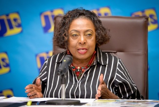 Minister of Culture, Gender, Entertainment and Sport, Hon. Olivia Grange makes a point while speaking at a Jamaica Information Service Think Tank held on Friday (May 16) at the Agency’s Television Department in Kingston. Labour Day 2025 will be observed on Friday, May 23, 2025, under the theme, ‘Protect the Environment: Our Land, Our Duty, Our Future,’ with the slogan, ‘Jamaica Nice, Protect Wi Paradise.’