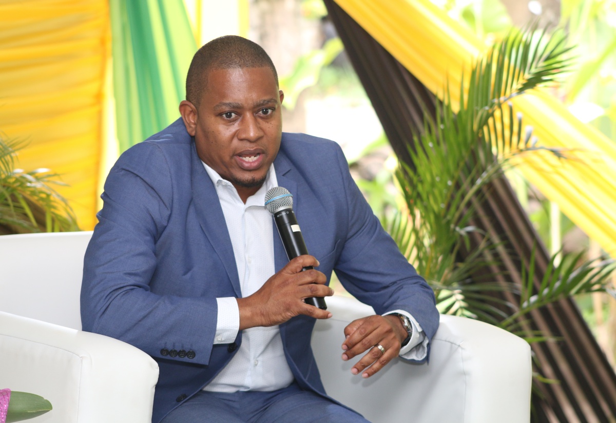 Minister of Agriculture, Fisheries and Mining, Hon. Floyd Green, outlines the Ministry’s plans during a Post-Sectoral Talk Show and Dialogue at the Sunken Garden in Hope Gardens, St. Andrew, on Wednesday (May 28).