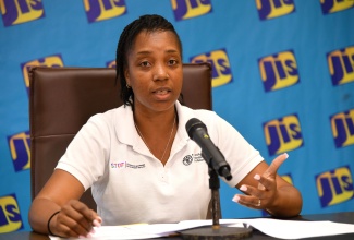 National Project Manager with the ‘Improving Phytosanitary, Food Safety and Market Access Opportunities along the Hot Pepper Value Chain in Jamaica’ Project, Vanessa Oates, speaks at a JIS Think Tank held on May 15 at the agency’s Television Department, 5-9 South Odeon Avenue, in Kingston.