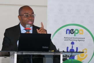 Chief Executive Officer of the National Environment and Planning Agency (NEPA), Leonard Francis, addresses Tuesday’s (May 20) celebration of International Biodiversity Day at Kingsway High School in Kingston on Tuesday (May 20), under the theme ‘Harmony with Nature and Sustainable Development’.

