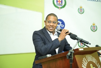 Minister of Agriculture, Fisheries and Mining, Hon. Floyd Green, delivers remarks during the launch of the Jamaica Constabulary Force (JCF) Agricultural Protection Branch (APB) at the JCF’s Tactical Training Academy in Kingston on June 13.

