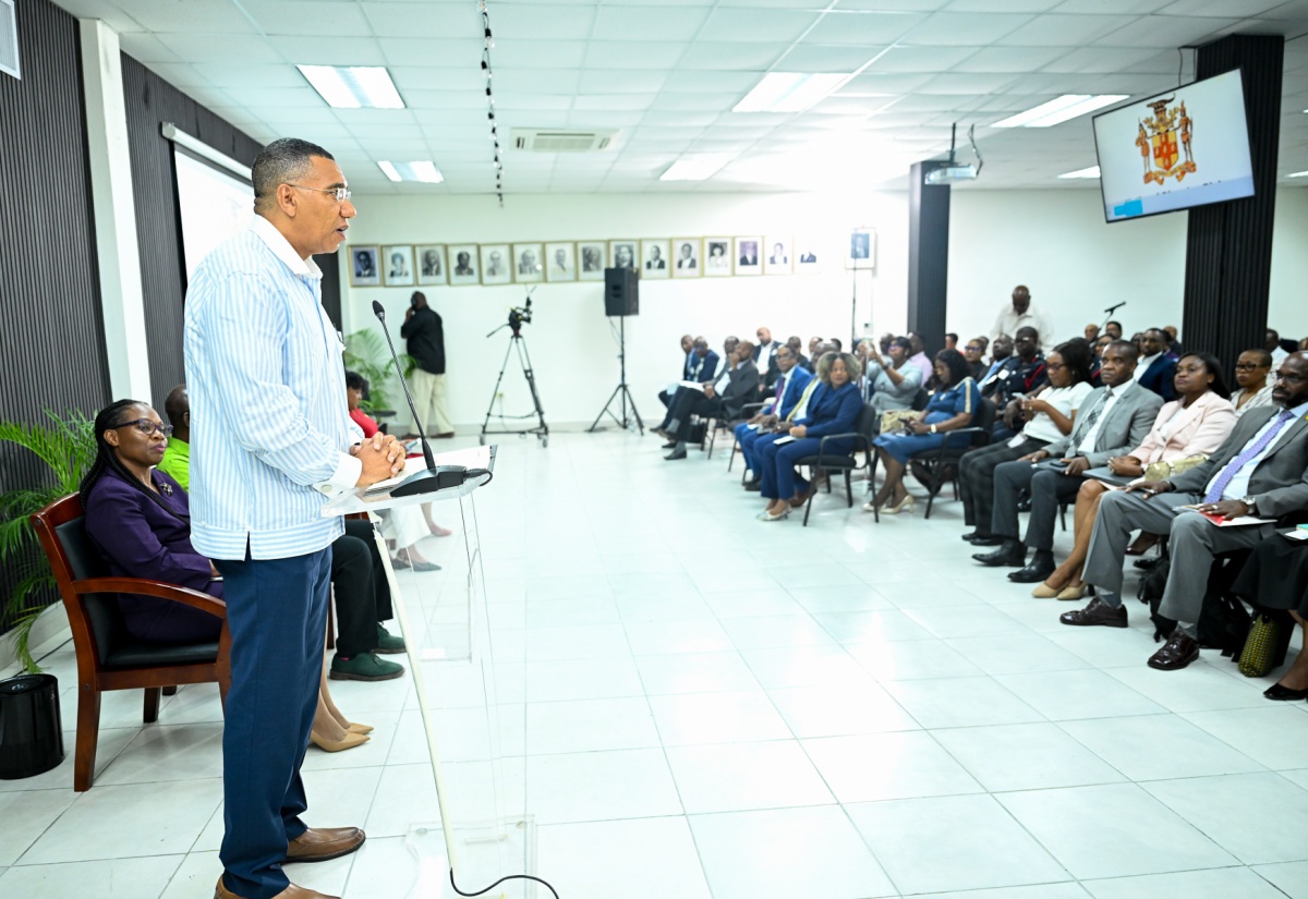 Prime Minister, Dr. the Most Hon. Andrew Holness, speaks at the National Disaster Risk Management Council Meeting, held on Wednesday (June 4) at the Ministry of Local Government and Community Development on Hagley Park Road in Kingston.