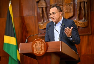 Minister of Health and Wellness, Dr. the Hon. Christopher Tufton, addresses Wednesday’s (June 11) post-Cabinet press briefing at Jamaica House. 