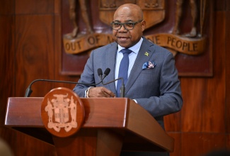 Tourism Minister, Hon. Edmund Bartlett, addresses Wednesday’s (June 18) post-Cabinet press briefing at Jamaica House. 
