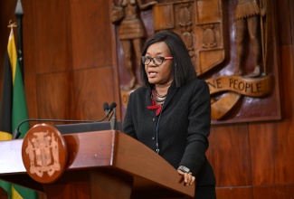 Senior Education Officer in the Curriculum Unit of the Ministry of Education, Skills, Youth and Information, Dr. Novelette McLean-Francis, addresses Wednesday’s (June 18) post-Cabinet press briefing at Jamaica House.