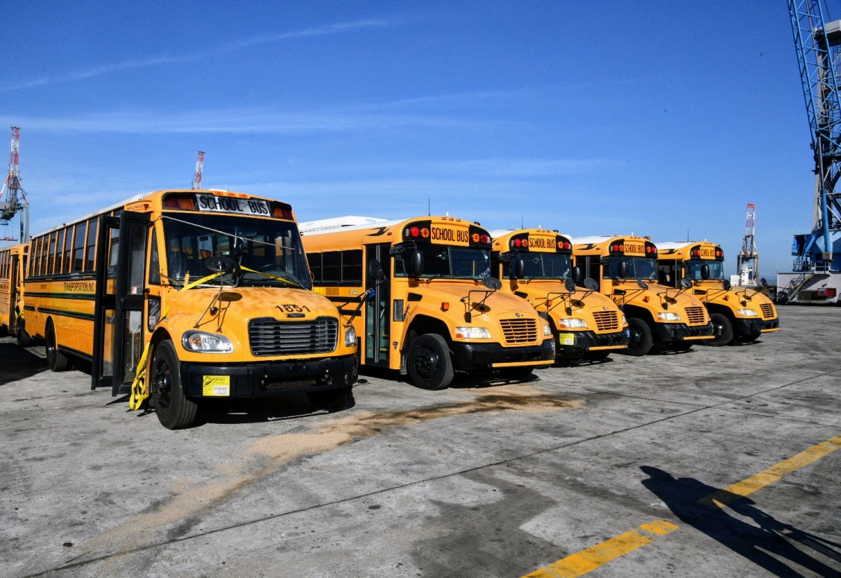 The first 25 buses procured by the Government for the rural school bus system arrived in the island on Tuesday (June 24) at Kingston Wharves.

