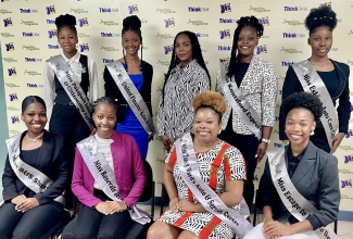 Contestants in the 2025 Miss St. James Festival Queen Competition paid a courtesy call on the Jamaica Information Service (JIS) Montego Bay Regional Office on Wednesday (June 18) as part of their grooming and training activities ahead of the coronation show on Sunday, June 29, at the Iberostar Resort in St. James. They are joined by JIS Acting Regional Manager, Nickieta Sterling (standing centre). The contestants are (from left, standing) Miss Passport, Immigration and Citizenship Agency, Gavandra Gray; Miss United Finance Sales and Services, Chaniece South; Miss Knutsford Express, Renica Deans; and Miss Eskimo Auto Care Centre, Odeicia Lawrence. Seated (from left) are Miss B&S Shutter Care and More, Kadé-jah Baker; Miss Rosevale Jerk Centre, Kalisia Francis; Miss Tony Ward’s Auto & Service Centre, Isheika Richards; and Miss Escape to Exhale Day Spa, Annecia Gordon. Absent was Miss Chow’s Cash and Carry, Triciana Williams.