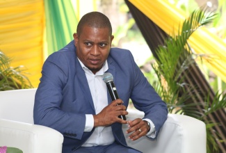 Minister of Agriculture, Fisheries and Mining, Hon. Floyd Green, outlines the Ministry’s plans during a recent Post-Sectoral Talk Show and Dialogue at the Sunken Garden in Hope Gardens, St. Andrew.

