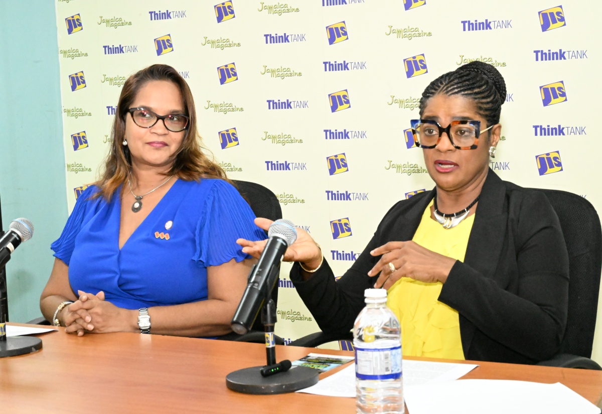 Regional Director of the Lay Magistrates Association of Jamaica (LMAJ) Western Chapter, Claudette Bryan (right), provides details about the 2025 Marching Band Explosion at a Think Tank held at the Jamaica Information Service (JIS) Montego Bay Regional office on Tuesday (June 10). She is joined by President of the St. James Chapter, Suzette Ramdanie-Linton. The competition will be held at the Catherine Hall Multipurpose Complex in Montego Bay on Sunday, July 6.

