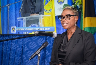 State Minister in the Ministry of National Security, Hon. Juliet Cuthbert Flynn, delivers the keynote address during the opening of the Department of Correctional Services (DCS) Recruitment and Training Centre on Friday (June 20) at 153-155 East Street in downtown Kingston.