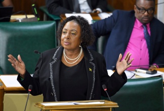 Minister of Culture, Gender, Entertainment and Sport, Hon. Olivia Grange, makes her contribution to the 2025/26 Sectoral Debate in the House of Representatives, on Tuesday (June 24).

