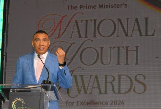 Prime Minister, Dr. the Most Hon. Andrew Holness, delivers the keynote address at the Prime Minister’s National Youth Awards for Excellence (PMNYAE) 2024 ceremony held on Saturday (May 31) on the lawns of Jamaica House.
